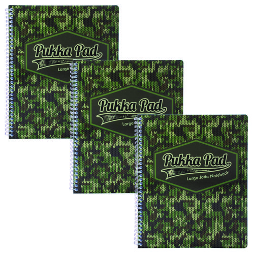 Letter Size Notebook, 1-Subject, Medium/College Rule, Green/Black Cover, (100) 11 x 8.5 Sheets, 3/Pack