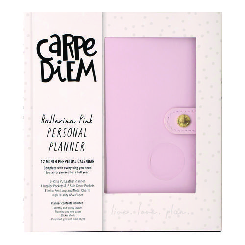 Personal Planner, 7.48 x 6.42, Pink Cover, 12-Month, Undated