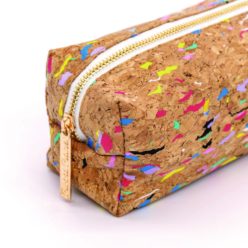 Eco Pencil Case, 7.99" x 2.37" x 2.75", Brown/Multicolor Cork