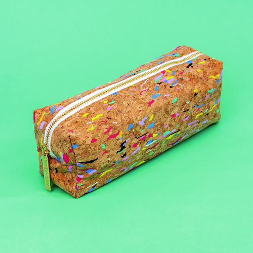 Eco Pencil Case, 7.99" x 2.37" x 2.75", Brown/Multicolor Cork