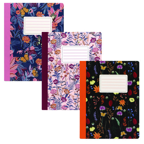 Composition Book, Medium/College Rule, Assorted Cover Colors, (70) 9.75 x 7.5 Sheets, 3/Pack