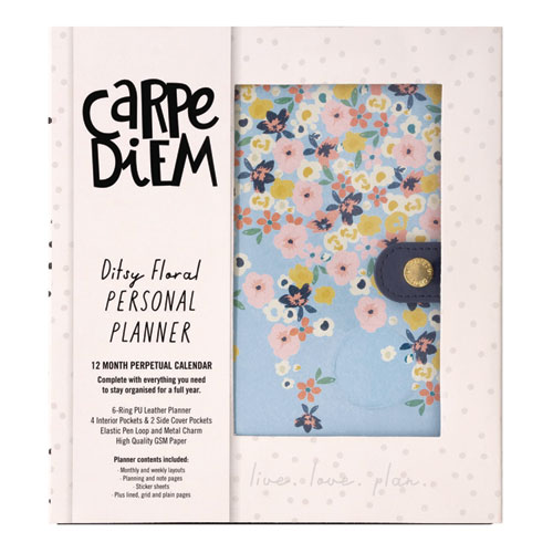 Personal Planner, Floral, 7.48 x 6.42, Blue/Pink/White/Yellow Cover, 12-Month, Undated