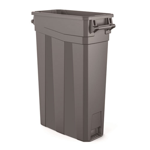 23 Gallon Resin Slim Trash Can, Plastic, Gray