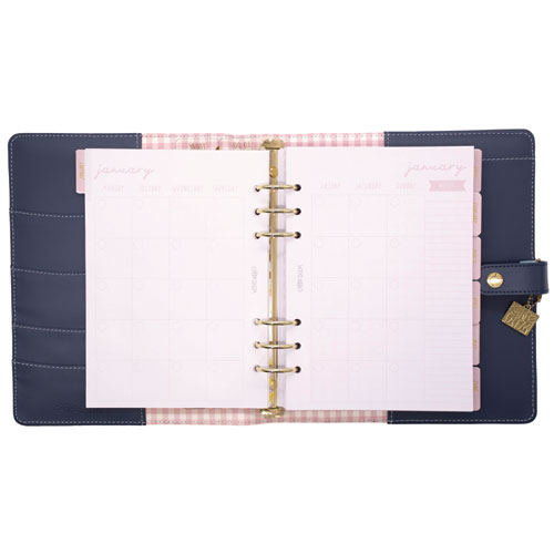 A5 Planner, Feathers, 10.24 x 9.25, Blue/Pink/White/Yellow Cover, 12-Month