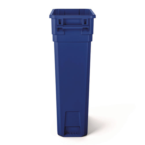 23 Gallon Resin Slim Recycling Trash Can, Plastic, Blue/White