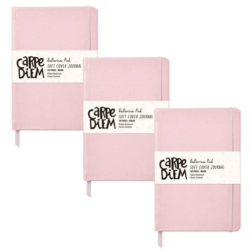 Soft Cover Journal, Medium/College Rule, Pink Cover, (96) 8.3 x 5.2 Sheets, 3/Pack