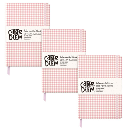 Soft Cover Journal, Medium/College Rule, Pink/White Cover, (96) 8.3 x 5.2 Sheets, 3/Pack