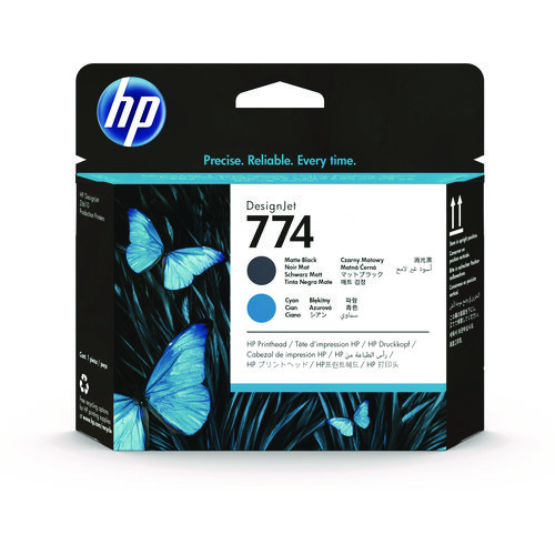 HP 774, (P2W01A), Printhead, Black/Cyan