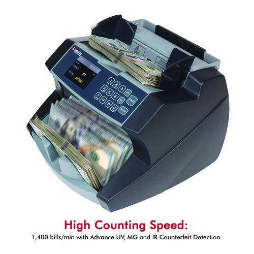 6600 UV/MG Top Loading Bill Counter, 1,400 Bills/min, 10.2 x 11 x 8.1, Gray