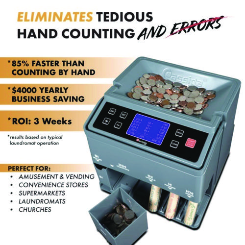 C300 Series Coin Sorter/Counter, 300 Coins/Min, 11" x 11" x 10", Gray