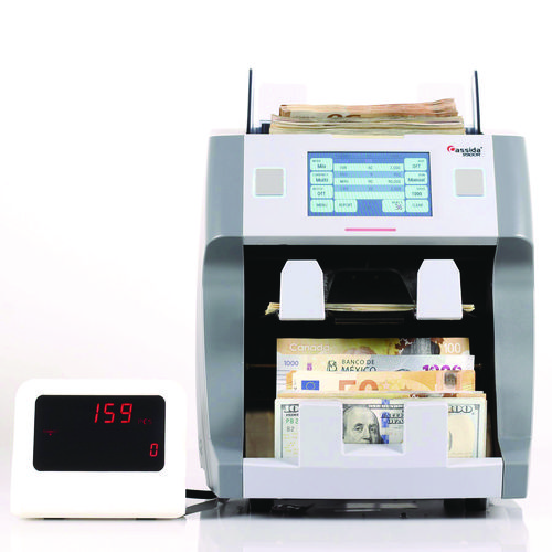 9900R Two-Pocket Mixed Bill Counter, 3-Speeds: 800 Bills/Min, 1,000 Bills/Min, 1,200 Bills/Min, 9.5 x 11 x 10.4, Gray