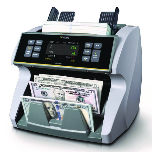 KBR1500V2 Mixed Denomination Cash Counter, 1,200 Bills/min, 9.5 x 11 x 10.4, Gray