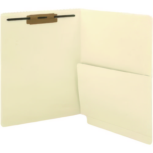 Confidential End-Tab Folders with Single Pocket, 1 Fastener, Letter Size, Manila Exterior, 50/Box