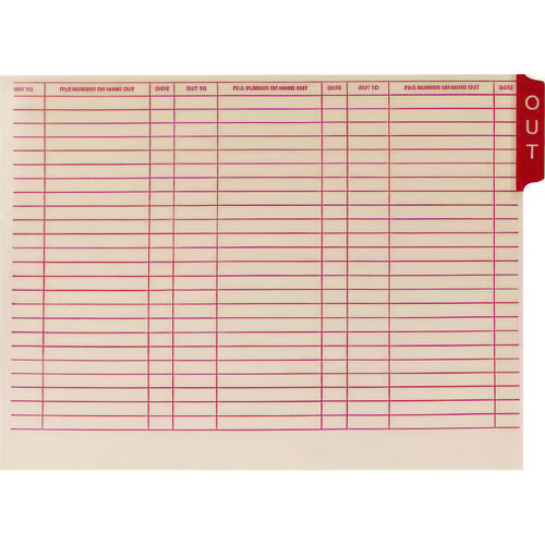 End Tab Out Cards, 12.25 x 9.5, Manila/Red, 100/Box