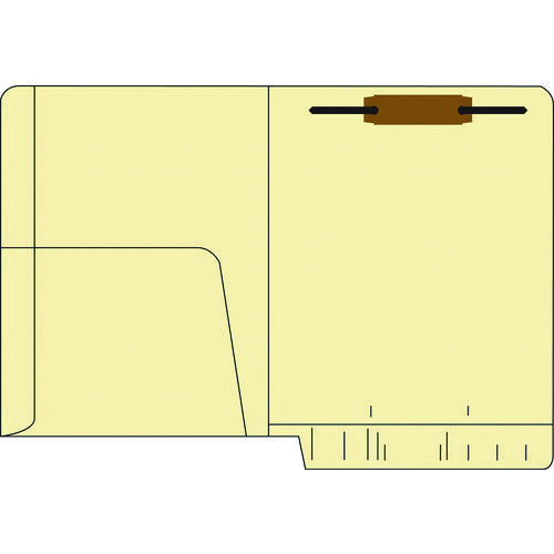 Heavy-Duty Slash Pocket End Tab Fastener Folders, 1 Fastener, Letter Size, Manila Exterior, 50/Box