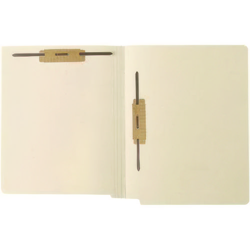 End Tab Fastener File Folder, 0.75" Expansion, 2 Fasteners: Horizontal/Vertical, Letter Size, Manila Exterior, 250/Box