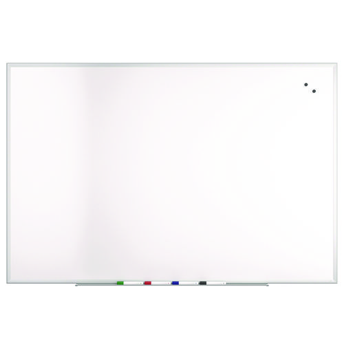 Magnetic Steel Dry Erase Board, 48" x 72", White Surface, Gray/Natural Aluminum Frame