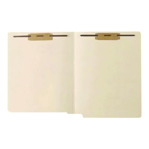 End Tab Fastener Folders, 0.75" Expansion, 2 Fasteners, Letter Size, Manila Exterior, 250/Box