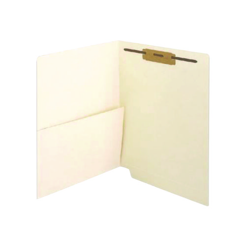 Reinforced End Tab File Folder, with Top Fastener and Pocket, Letter Size, Manila, 50/Box