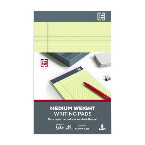 Notepads, Narrow Rule, 50 Canary Yellow 5 x 8 Sheets, 6/Pack