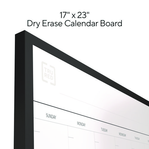 Magnetic Steel Dry Erase Combo Board, Monthly Planning/Scheduling, 23" x 17", White/Natural Surface, Black Aluminum Frame