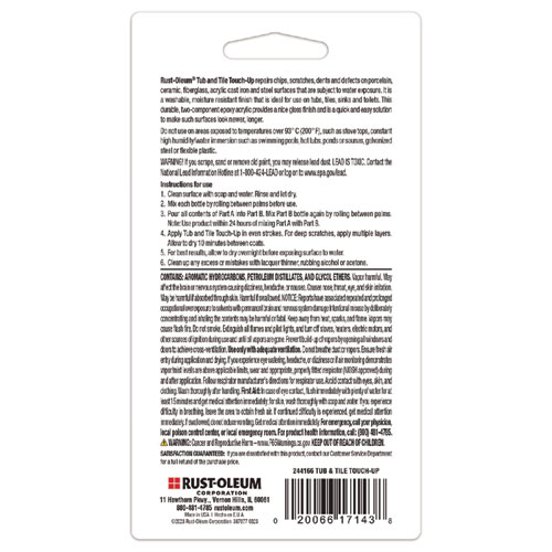Specialty Gloss White Tub and Tile Touch Up, Gloss White, 0.54 oz Glass Vials, 6 Kits/Carton