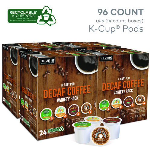 Decaf Variety Coffee K-Cups, Assorted Flavors, 96/Carton