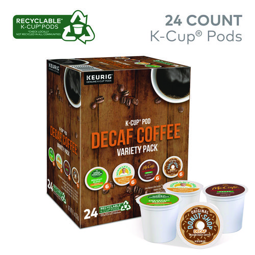 Decaf Variety Coffee K-Cups, Assorted Flavors, 0.38 oz K-Cup, 24/Box