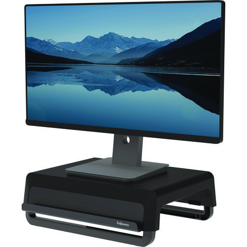 Breyta Monitor Stand, 13.94" x 11.97" x 3.25" to 6", Black, Supports 33 lbs