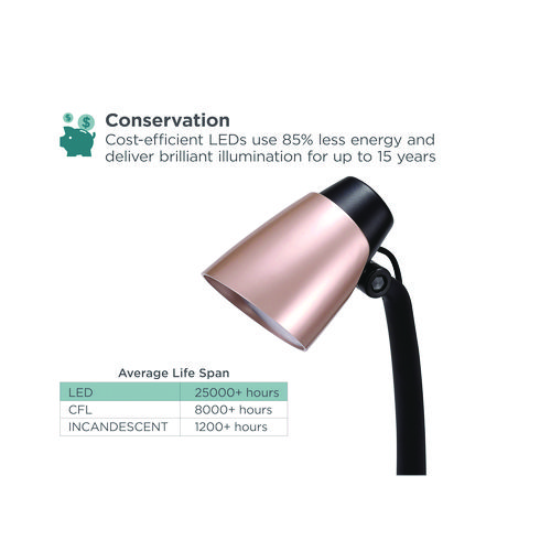 Modern LED Desk Lamp, Black/Rose Gold