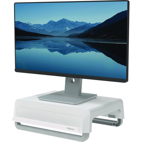 Breyta Monitor Stand, 13.94" x 11.97" x 3.25" to 6", White, Supports 33 lbs