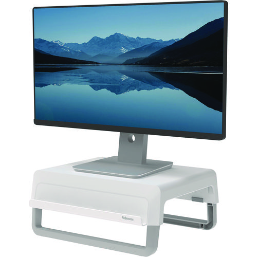 Breyta Monitor Stand, 13.94" x 11.97" x 3.25" to 6", White, Supports 33 lbs