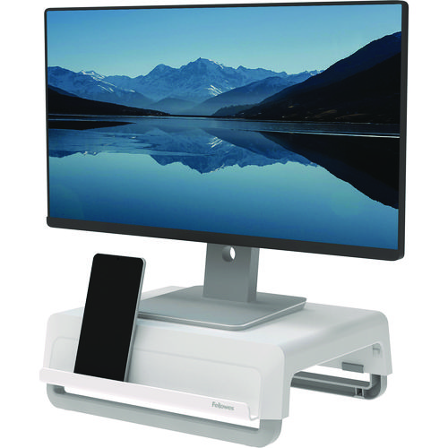 Breyta Monitor Stand, 13.94" x 11.97" x 3.25" to 6", White, Supports 33 lbs