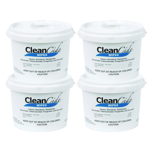 CleanCide Disinfecting Wipes, 1-Ply, 8 x 5.5, Fresh Scent, White, 400/Tub, 4 Tubs/Carton