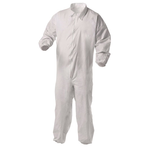 KGA35 Liquid and Particle Protection Coveralls, Elastic Wrist and Ankles, Large, White, 25/Carton