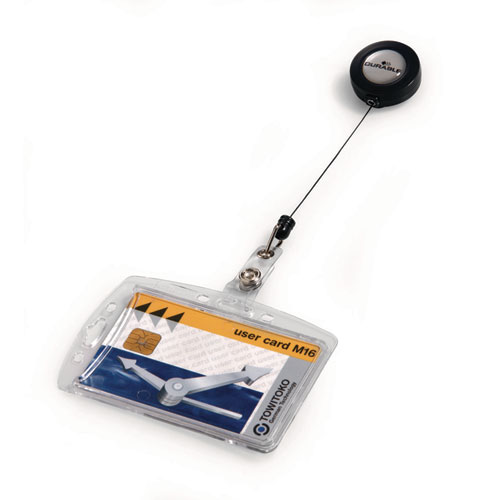 ID/Security Card Holder Set, Vertical/Horizontal, Reel, Clear, 10