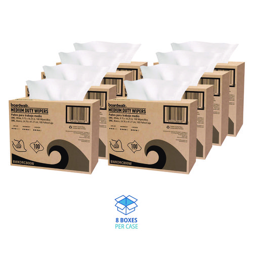 DRC Wipers, 1-Ply, 9.75 x 16.25, White, 100/Box, 8 Boxes/Carton