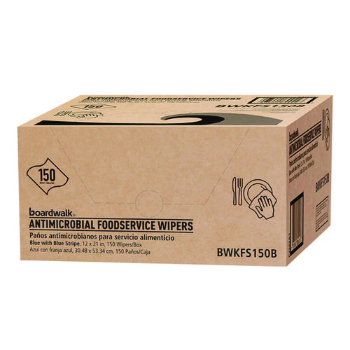 Antimicrobial Foodservice Wipers, 1-Ply, 12 x 21, Blue, 150/Carton