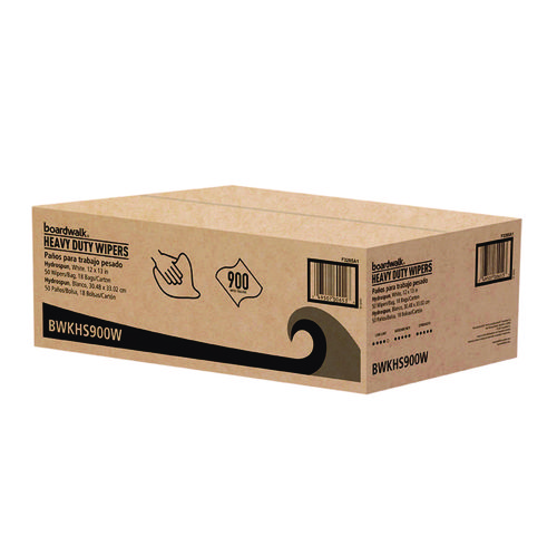 Hydrospun Wipers, 1-Ply, 12 x 13, White, 50/Bag, 18 Bags/Carton