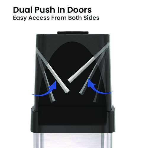 Dual Push Door Trash Can, 18 gal, Stainless Steel, Silver/Black