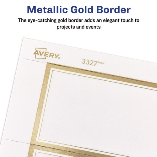 Invitation Cards with Metallic Border, Inkjet/Laser, 80 lb, 5 x 7, Matte White, 2 Cards/Sheet, 15 Sheets/Pack