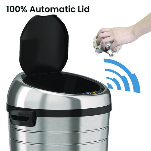 Extra-Large Sensor Trash Can with Wheels, 18 gal, Plastic/Stainless Steel