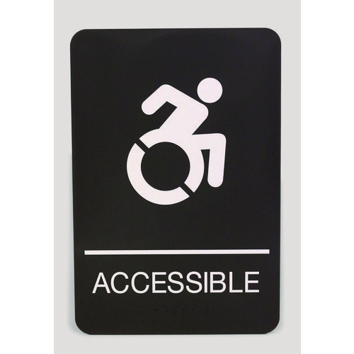 ADA Sign, Accessible, 6 x 9, Black Face, White Graphics