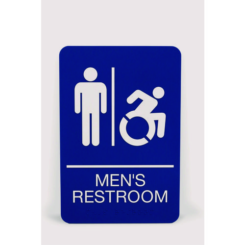 ADA Sign, Men's Restroom, 6 x 9, Blue Face, White Graphics