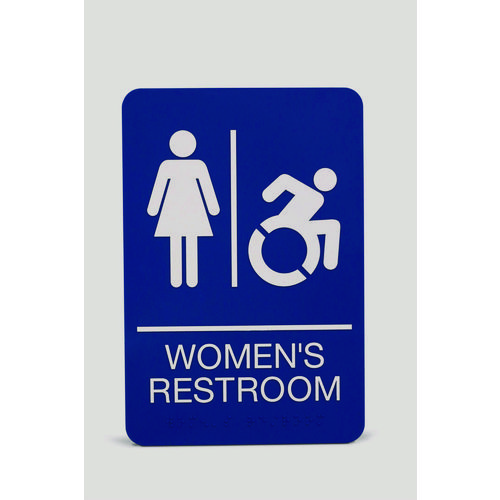 ADA Sign, Women's Restroom, 6 x 9, Blue Face, White Graphics