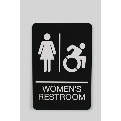 ADA Sign, Women's Restroom, 6 x 9, Black Face, White Graphics