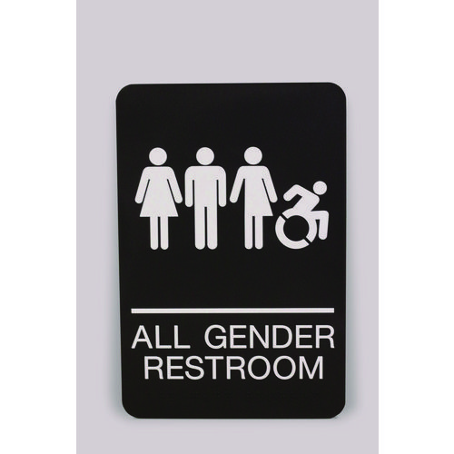 ADA Sign, All Gender Restroom, 6 x 9, Black Face, White Graphics