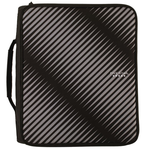 Zipper Binder, 3 Rings, 2" Capacity, 11 x 8.5, Black/Gray Zebra Print Design