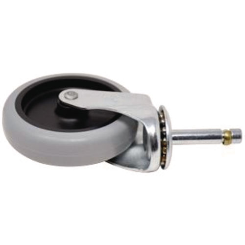 4" Swivel Stem Caster with Insert for Janitor Cart 2000, Grip Ring Stem, Black/Gray/Silver