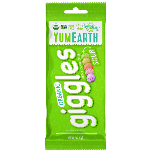 Organic Sour Giggles, Assorted Flavors, 2 oz Bag, 12/Carton